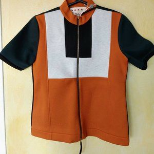 Marni Top Made in Italy Orange Soft Neoprene Size 42 $750 NWT